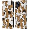 Head Case Designs Airedale Terrier Pattern Razze di Cani 4 Custodia Portafoglio in Pelle Compatibile con Apple iPhone 15 Plus