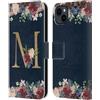 Head Case Designs Licenza Ufficiale Nature Magick Letter M Monogramma Floreale Oro Navy Custodia Portafoglio in Pelle Compatibile con Apple iPhone 15 Plus