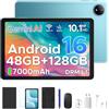 Luzglo P10 Android 16 Tablet 10 Pollici, 48GB RAM+128GB ROM/2TB TF, Gemini AI, 90Hz, 7000mAh, WiFi 5, Face ID, OTG, Jack 3,5 mm, Widevine L1, Tablet con Tastiera e Penna, Blu