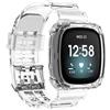 Shieranlee Cinturino Compatibile con Fitbit Versa 3, Cinturino Sportivo in TPU Trasparente Morbido con Custodia Protettiva in Acciaio Inox, Compatibile con Fitbit Sense/Fitbit Versa 3