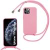 SLWYF Custodia per iPhone 11 Pro Max Cover con Cordino, Silicone Antiurto TPU Morbido Corda Collana Necklace Regolabile Stylish con Catena Ultra Sottile Cover Case, Rosa