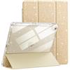 JETech Custodia Glitter per iPad Air 13 Pollici M4/M3/M2 (2026/2025/2024) con Portapenne, Cover Sottile Scintillante Carina per Bambini e Ragazze, Guscio Posteriore Trasparente Lucido (Oro)