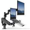 PUTORSEN Supporto Monitor Braccio con Vassoio per Laptop, Regolabile Supporto per Notebook per Schermi LED LCD da 17 a 32 Pollici o Notebook Fino a 18 Pollici, VESA 75x75/100x100mm Peso 9 kg,2 Opzioni
