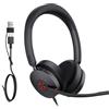 Yealink UH48 ANC Cuffie USB cablate con 4 microfoni di cancellazione del rumore Hybrid ANC PC Headset con connettore rapido Compatibile Teams Certificato per Ufficio Meetings Call Center (USB‑C/USB‑A)