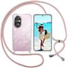 Sewutoyu Custodia Collana per Cellulare Compatibile con HONOR 200 - Cover Silicone TPU Protettiva Trasparente - Custodia indossabile per Collo - Case a Tracolla con Cordina, Rosa