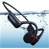 fesoklaf Cuffie a conduzione ossea impermeabili, cuffie da nuoto IPX8 con memoria 32G,cuffie sportive Bluetooth 5.3 con orecchio aperto con microfono wireless per corsa,nuoto, ciclismo, allenamento(Rosso+Nero)