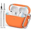Inesore Compatible with AirPods Pro 3 Case - Magnetic Orange | Silicone Protective Case Cover for Apple Air Pod Pro 3rd (2025), Magnetic Lid Lock Design, with Cleaning Kit
