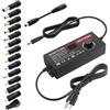 SHNITPWR Alimentatore universale 9 V ~ 36 V 4 A 144 W DC 9 V 12 V 14 V 19 V 24 V 30 V 36 V regolabile AC DC adattatore 5,5 x 2,5 mm con 14 punte per altoparlante CCTV