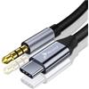 Reagle Connettore USB-C mini jack jack jack 3.5 AUX TYP C audio adattatore 1 m tecnologia DAC nylon intrecciato occhielli in alluminio nero cavo