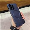 ZMNVIOSH Metallic Paint Frameless Magnetic Phone Case, Matte Pc Ultra Thin Full Coverage Magnetic Borderless Phone Case with HD Lens Film for iPhone 15 14 13 PRO Max (15promax,Dark Blue)