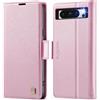 Teeirllim Custodia per Google Pixel 8 Pro, Blocco RFID PU Pelle Portafoglio Flip Case, Carta Fessura, Funzione Supporto, Antiurto Case Cover per Google Pixel 8 Pro - Rosa