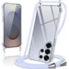 Oelrstfe Cover con Cordino per Samsung Galaxy S25 Ultra, Trasparente Silicone Custodia con Regolabile Collana Laccio Tracolla, Antigraffio Proteggere Case Corda per Samsung S25 Ultra, Viola