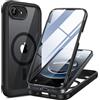 Miracase Custodia magnetica per iPhone 17e e iPhone 16e da 6,1 pollici, [protezione dello schermo in vetro temperato 9H integrata] paraurti integrale antiurto con cover posteriore trasparente
