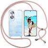 ISOI Cover con Cordino per OPPO A60, Custodia Trasparente con Collana Tracolla Laccio Collo Ultra Sottile Morbido TPU Silicone Antiurto AntiGraffio Antiscivolo Case, Rosa