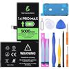 LL TRADER - Batteria per iPhone 14 Pro Max, batteria ad alta capacità da 5000mAh con strumenti di riparazione 2026