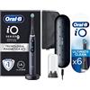 Oral-B Spazzolino Elettrico Ricaricabile iO 9 e Ultimate Clean Testine Spazzolino Elettrico, 1+6 Testine, 1 Spazzolino, Sensore di Pressione, Display Interattivo, Intelligenza Artificiale, 7 Modalità, Custodia da Viaggio, Nero, Idea Regalo