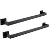 LANC A8804-6MB - Set di 2 portasciugamani da bagno, 2 pezzi, colore nero opaco, 61 cm, porta asciugamani da cucina, in acciaio inox, montaggio a parete