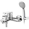 GRIFEMA BERLIN-G13004 Miscelatore Monocomando Esterno Vasca/Doccia (G1/2 Pollici) con Accessori, Flessibile Doccia in Acciaio Inox da 1,5 m, Doccetta a 5 Vie, Cromo/Argento