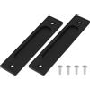 QUARKZMAN 2 Pc Rectangle Scanalato Scorrevole Porta 7 Maniglie A Scomparsa Dita, Maniglia In Acciaio Inossidabile Scanalato Tasca Porta Pull Con Viti Per Casa Bagno Granaio, Nero