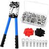 Thryvix Set da 160 Pezzi, Pinza Crimpatrice Capicorda, Acciaio al Carbonio, Cavi 50 a Cinquanta MM Quadrati, Anelli in Rame e Guaine Termorestringenti, per Elettricisti e Fai da Te