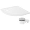 LuxeBath Piatto Doccia 80x80 cm Semicircolare con Piletta e Sifone, Bianco, Raggio 55 cm, Altezza 40 mm, in SMC, Ultra Piatto, Finitura Lucida, Gruppo di Scarico Completo, 3 Modalita di Installazione