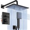 KES X6248S12-BK - Set completo di soffione doccia a pioggia da 12 pollici e doccetta manuale