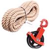 Seilwerk STANKE 150 mm Blocco Di Fune Con Gancio Corda Di Juta 20 mm 50 m Tornello Fune Avvolgibile Rullo Corda Rullo Blocco Carrucola Puleggia Edificio Costruzione Ascensore Set