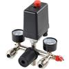 Choyenchi Regolatore Pressione 230V con 2 Formaforma Pressione Puntatori Misura 0 a 12 Bar,Pressostato Compressore Aria 90-120PSI con Valvola Sicurezza, Manometro Riduttore Pressione Filo Maschile 1/2 (~ 20mm)