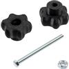 Aerzetix Set 12 manopole stella M5 + 6 viti M5x60 + 6 dadi/corsa 36 mm