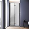 SUNXURY Porta doccia 90 cm, colore nero, porta a soffietto a nicchia, 180°, rivestimento nano 6 mm, vetro di sicurezza ESG, altezza 195 cm