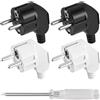AXFEE 4 Pezzi Spina Europea, Spina Schuko Angolare, 16A 250V- Nero+Bianco | per Spina Connettore di Prolunga Spina Europea per Cavi da 8 a 10 mm, per Piccoli Elettrodomestici