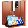 Eirltiy Cover per Xiaomi Redmi Note 11 / Note 11S 4G Portafoglio Pelle PU Premium, Custodia Scomparti Carte Antiurto Protettiva Case con 1 Vetro Temperato, Marrone