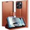 Eirltiy Cover per Xiaomi Redmi Note 14 4G Portafoglio Pelle PU Premium, Custodia Scomparti Carte Antiurto Protettiva Case con 1 Vetro Temperato, Marrone