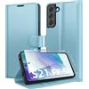 Eirltiy Cover per Samsung Galaxy S21 FE 5G Portafoglio Pelle PU Premium, Custodia Scomparti Carte Antiurto Protettiva Case con 1 Vetro Temperato, Blu