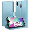 Eirltiy Cover per Samsung Galaxy A40 Portafoglio Pelle PU Premium, Custodia Scomparti Carte Antiurto Protettiva Case con 1 Vetro Temperato, Blu