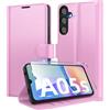 Eirltiy Cover per Samsung Galaxy A05s Portafoglio Pelle PU Premium, Custodia Scomparti Carte Antiurto Protettiva Case con 1 Vetro Temperato, Rosa