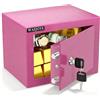 WASJOYE Mini Cassaforte - 17 * 23 * 17cm Cassaforte di Sicurezza da parete, Rosa Cassaforte Compatta per Casa, ufficio, hotel, contanti, documenti, gioielli, passaporti,6.6L