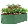 Garvee Orto Rialzato Ovale in Metallo 240x120x60 cm, Fioriera da Esterno Grande Verde con Striscia Antitaglio, Letto di Coltivazione per Verdure Fiori Erbe