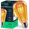 V-TAC Lampadina LED ST64 filamento 4 W - [alta efficienza] - E27 - (equivalente a 30 W) - 350 lumen - lampadine vintage retrò - massima efficienza - vintage retrò - filamento decorativo - lampada
