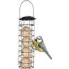 Relaxdays Mangiatoia per Uccelli Selvatici, da Appendere, Dispenser per Mangime, Coperchio, H x D 31 x 8,5 cm, Nero