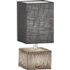 Fischer & Honsel Lampada da tavolo, Hauke|color legno, paralume 13 x 13 x 18 cm, cavo di collegamento nero, paralume in tessuto grigio, lunghezza: 13,00 cm, larghezza: 13,00 cm, altezza: 30,00 cm, con