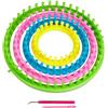 Relaxdays Set di Telai Circolari per Lavorare A Maglia, 4 Anelli Maglieria Cappello Sciarpa Ø 28, 24, 19, 14cm, Colorato