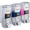 Relaxdays Dispenser per Doccia, Salvaspazio con 3 Contenitori, Fissaggio a Parete, Bagno, Hotel, Argento Trasparente