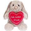 Brubaker Coniglietto di Peluche con Cuore Rosso e Orecchie Flosce - Ich liebe dich - 28 cm Peluche Regalo Coniglietto - Peluche Coniglietto di Peluche - Peluche Grigio Marrone