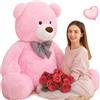 MorisMos 140 cm Orso Peluche Gigante, XXL Rosa Orsacchiotto Peluche Grande, Kawaii Morbido Orsetto di Peluche Teddy Bear Regalo per Bambino Fidanzata Lei Lui Compleanno Decorazioni