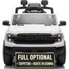 TOYSCAR Auto Elettrica per Bambini Ford Ranger Raptor 12 Volt Ruote in Gomma Sedile in Pelle Porte Apribili Telecomando Tappetino (Bianca)