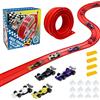 yolzhxe Pista Macchinine Flessibile 5M, Portatile Pista Flessibile Macchinines, Circuito con 5 auto, Pistas da Corsa con 4 Macchinine 4 Ventose Regalo per Bambino e Bambine per 3+ Anni