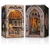 MiniCity Kit Book Nook per adulti, fai da te in miniatura, casetta in legno, casa delle bambole 3D, fermalibri per libreria, decorazione con luce LED, regalo creativo per lettori