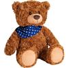 Brubaker Orsacchiotto di Peluche con Bandana Blu - 42 cm - Orsacchiotto Vintage di Peluche - Peluche con Pelo Extra Morbido - Animale di Peluche Marrone