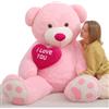 MorisMos Orso Peluche Gigante Rosa con Cuore I Love You, 183cm XXXL Orsacchiotto Orsetto di Peluche Grande Morbido, Carini Regali per Donna Fidanzata Bambini Ragazze Mamma